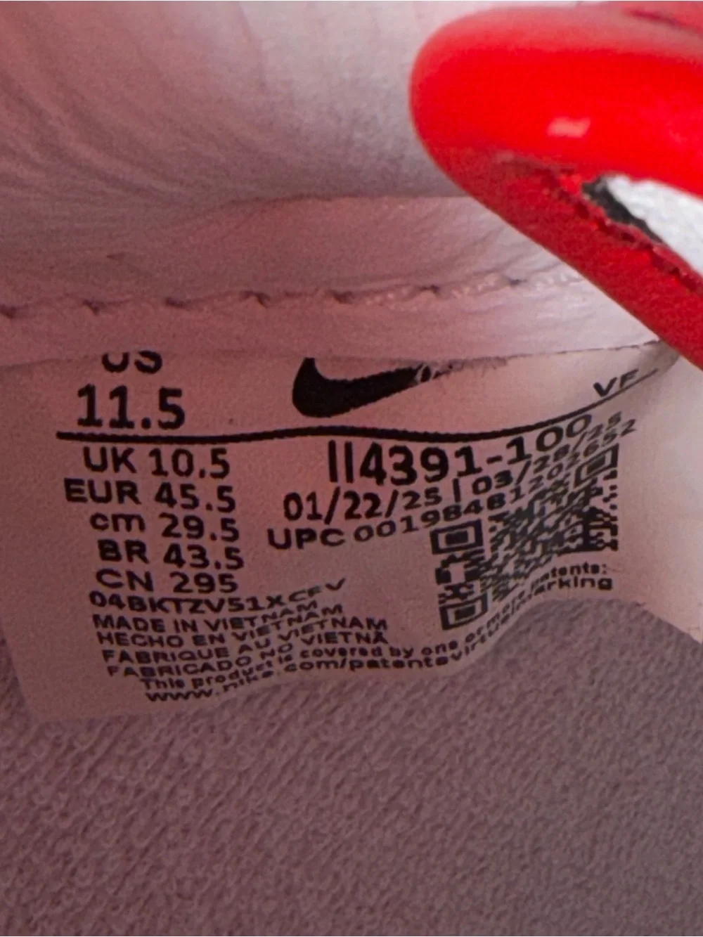 Size 11.5 Nike Air Force 1 Low Terror Squad University Red White SKU II4391-100